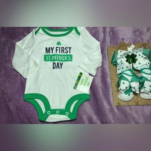 3-6m 1st St. Patricks’s Day SET NEW 
Bodysuit, Headband & Booties